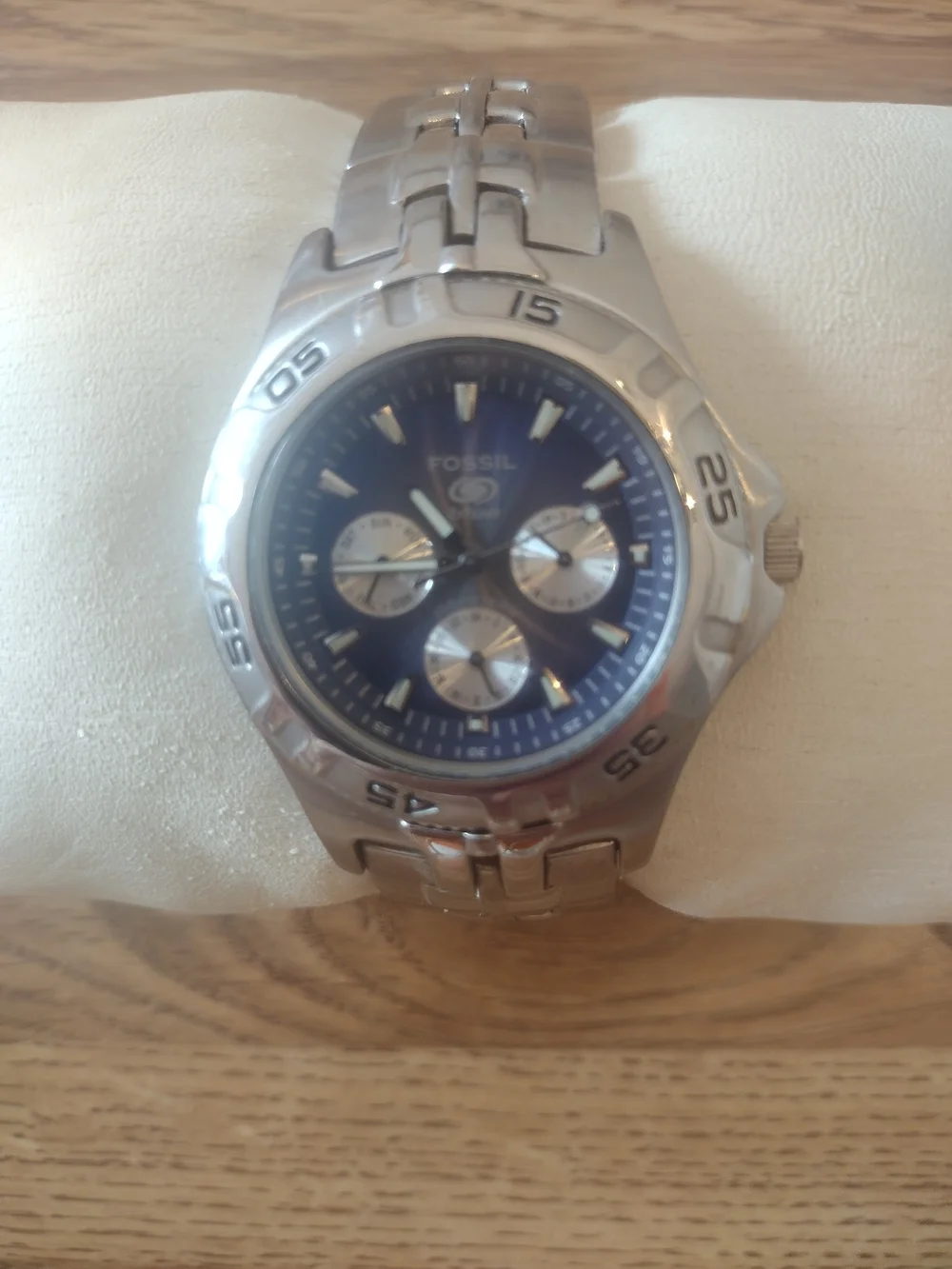 Men's BQ-9177 Fossil Blue 35MM Chronograph Stainless Steel Quartz Watch